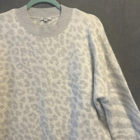 Rails Lana Sweater Grey Ivory Mixed Animal Print Size L Wool Cashmere Blend - Picture 4 of 11